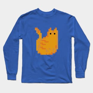 Cat Pixel Art - ginger teal Long Sleeve T-Shirt